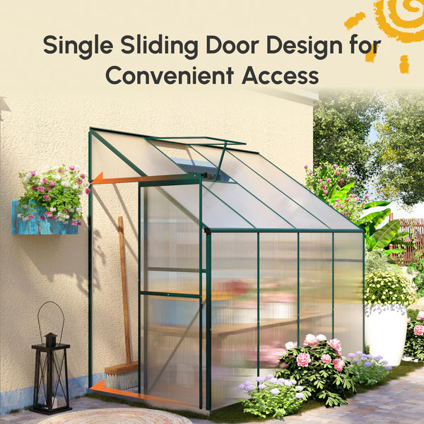 Aluminium and polycarbonate garden greenhouse with roof ventilation