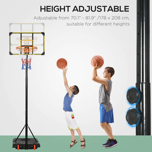 Panier de basket portable, hauteur réglable de 1,80 m à 2,10 m, avec roulettes