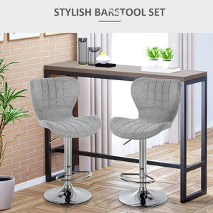 HOMCOM Lot de 2 tabourets de bar pivotants à hauteur réglable avec repose-pieds pour cuisine, salle à manger, pub, gris