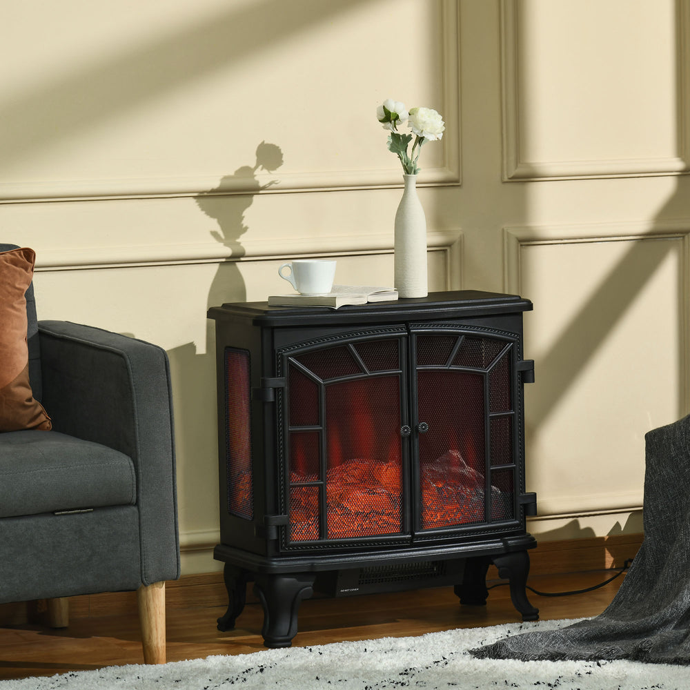 Cheminée électrique avec effet de flamme réaliste de 750 W/1 500 W, noir
