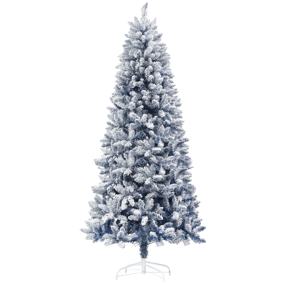 Sapin de Noël artificiel bleu givré de 7 pieds