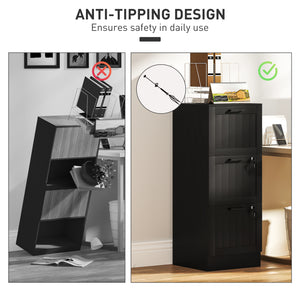 Classeur 3 tiroirs avec serrure, armoire de rangement de bureau avec barres de suspension réglables pour dossiers format A4, noir