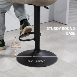 Set of 2 beige vintage leather bar stools