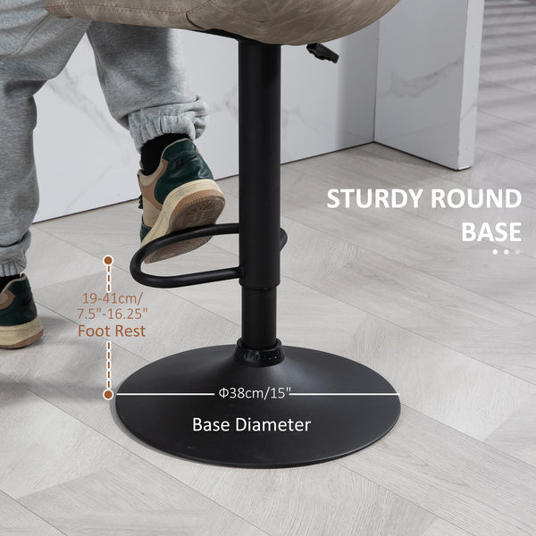 Set of 2 beige vintage leather bar stools