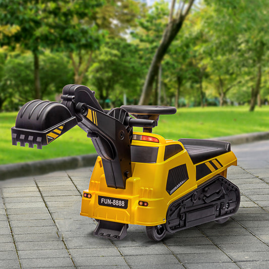 3 en 1 Excavatrice Bulldozer Compacteur Roulant avec Musique, pour 18 à 48 mois, Jaune