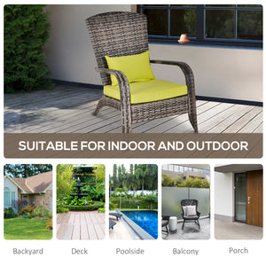 Fauteuil Adirondack en résine tressée avec coussins moelleux, vert