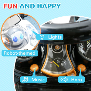 3-in-1 Slide Car for Kids with Music, Light, Handle and Removable Canopy, White