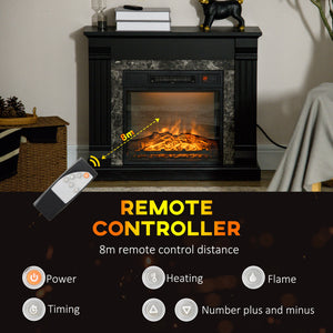 Electric fireplace with 1400W black wooden chimney 