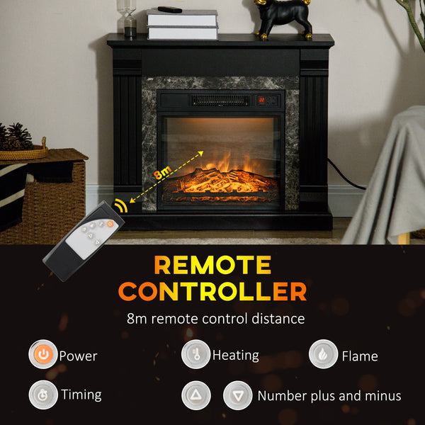 Electric fireplace with 1400W black wooden chimney 