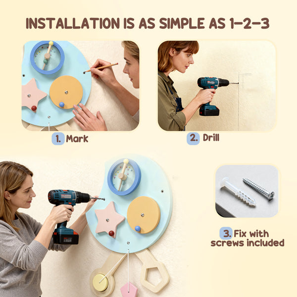 Mur sensoriel 7 en 1 en forme de chenille