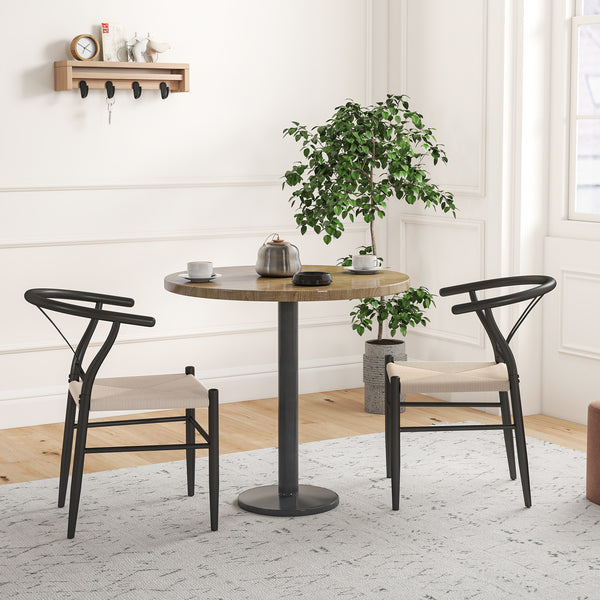 Ensemble de 2 chaises de salle à manger en tissu tressé, style moderne