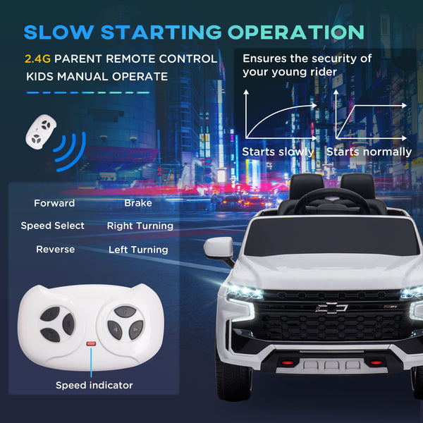 Licensed Chevrolet Tahoe 12V with Parental Remote, White