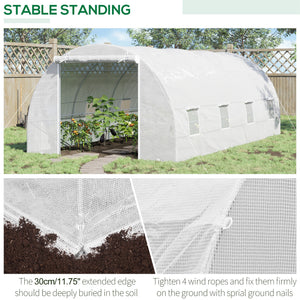 Sturdy tunnel greenhouse with 8 screened windows and stable structure