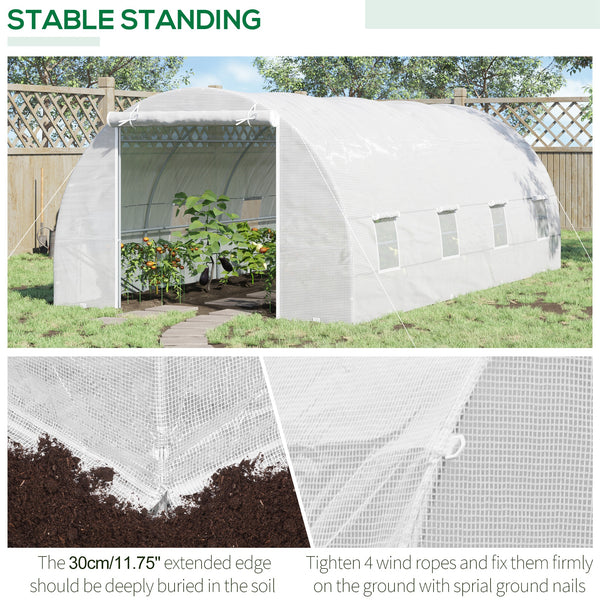 Sturdy tunnel greenhouse with 8 screened windows and stable structure