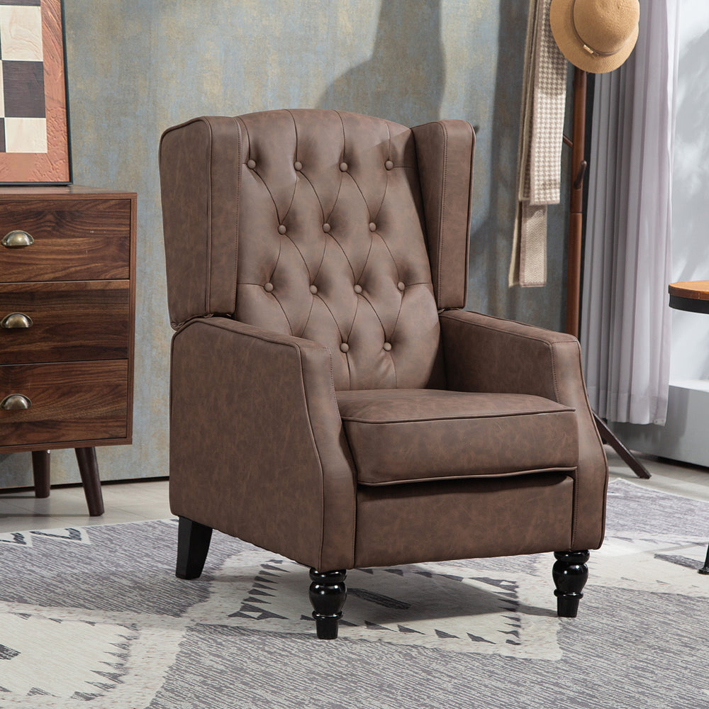 Fauteuil d'appoint moderne en similicuir avec rembourrage épais, marron