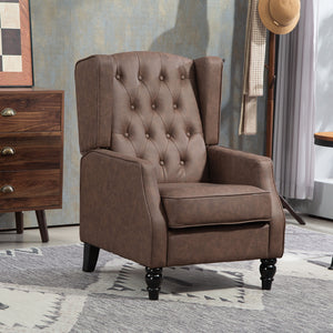 Fauteuil d'appoint moderne en similicuir avec rembourrage épais, marron
