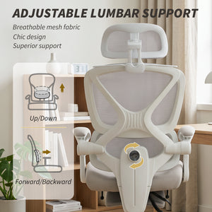 Chaise de bureau inclinable en filet avec repose-pieds, gris clair