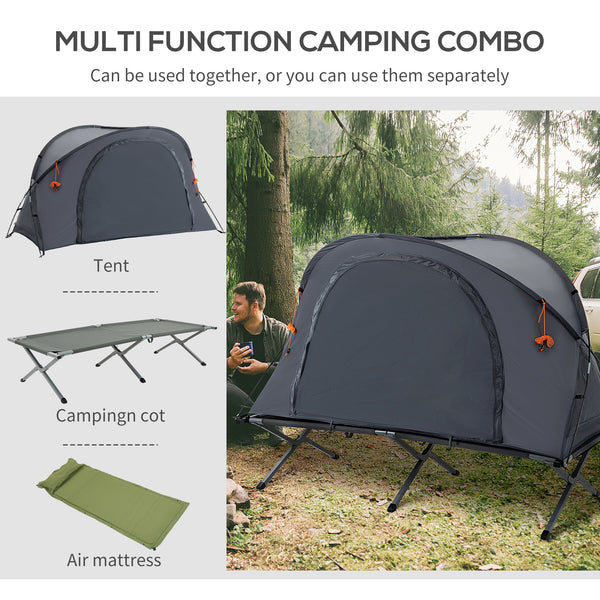 Lit de camp pliant avec matelas gonflable autogonflant et sac de transport