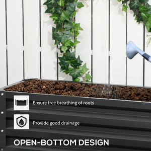Two-tier raised planter in galvanized steel, dark grey 