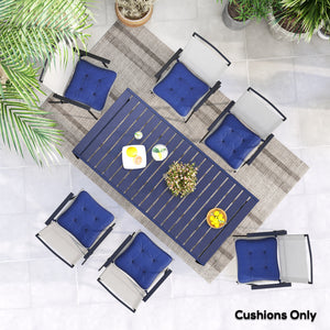 Coussins de rechange 6 pièces, pour chaise de patio d'extérieur avec attaches, capitonnés, bleu foncé