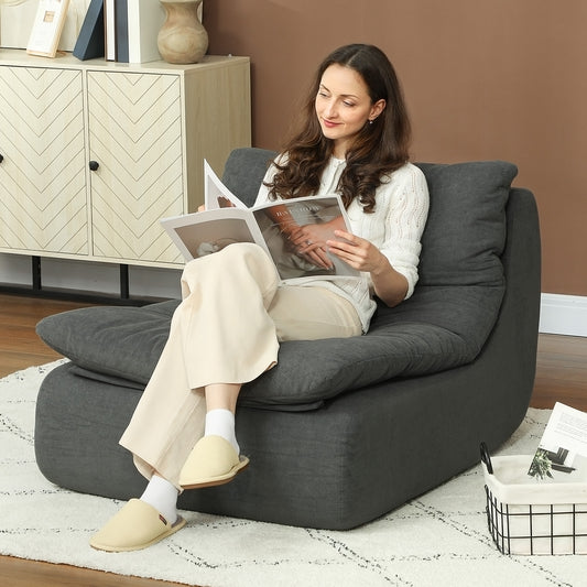 Canapé de sol en mousse ultra haute densité monobloc sans accoudoirs pour salon, chambre, bureau, gris