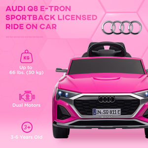 Audi Q8 Etron Sportback 12V sous licence, rose