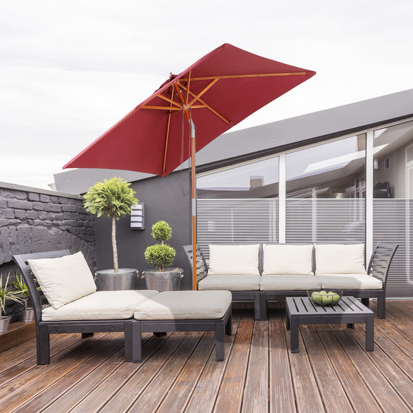 6.6-foot square parasol with tilt mechanism, burgundy red 