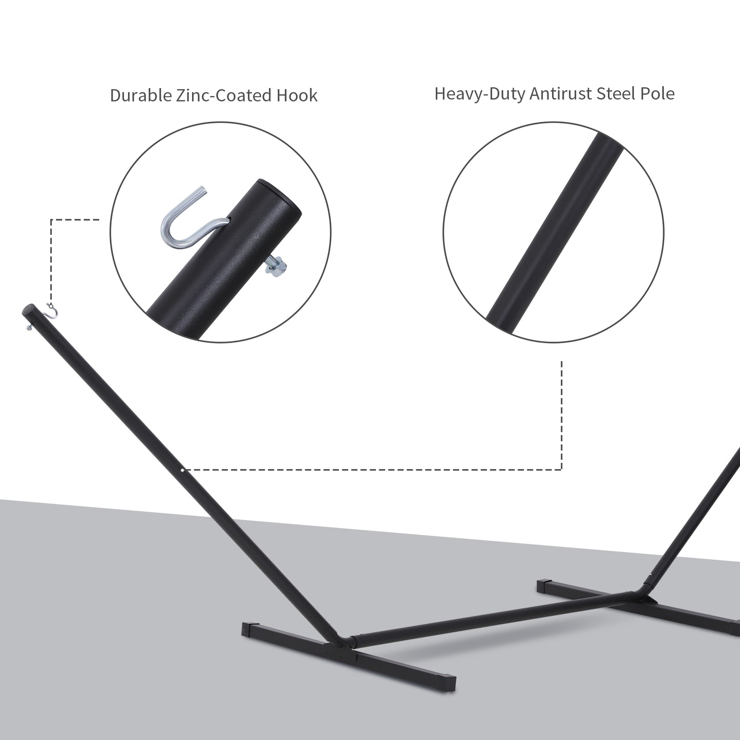 Extra Long Hammock Stand 11.8ft Long Heavy Duty Metal Frame Easy Setup Black