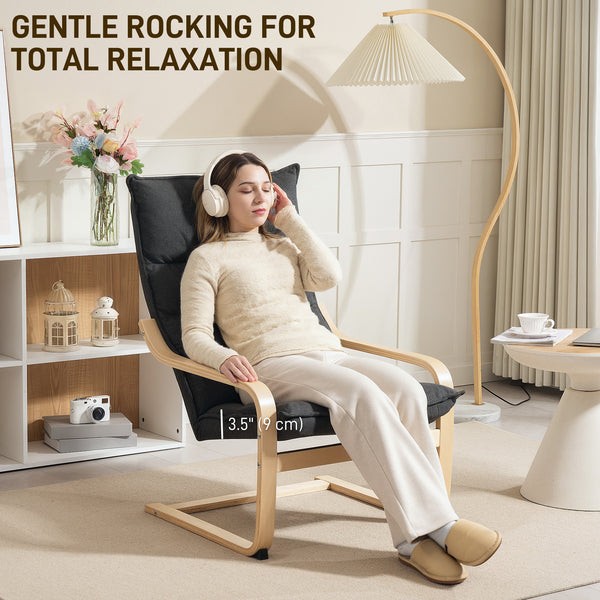 Fauteuil d'appoint rembourré avec pieds et accoudoirs incurvés, gris foncé