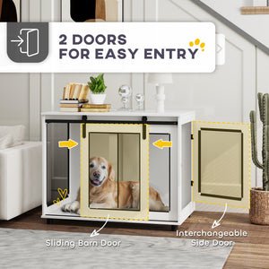 Meuble cage de 39 pouces avec porte coulissante de style grange, blanc