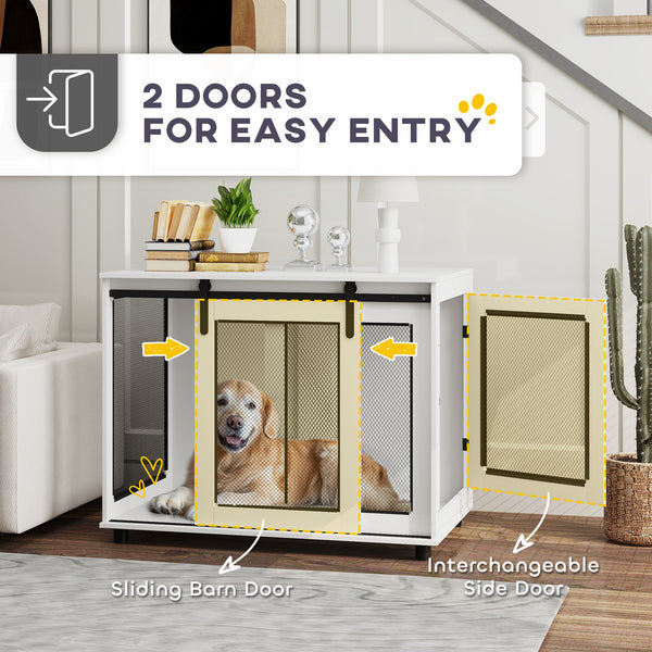 Meuble cage de 39 pouces avec porte coulissante de style grange, blanc