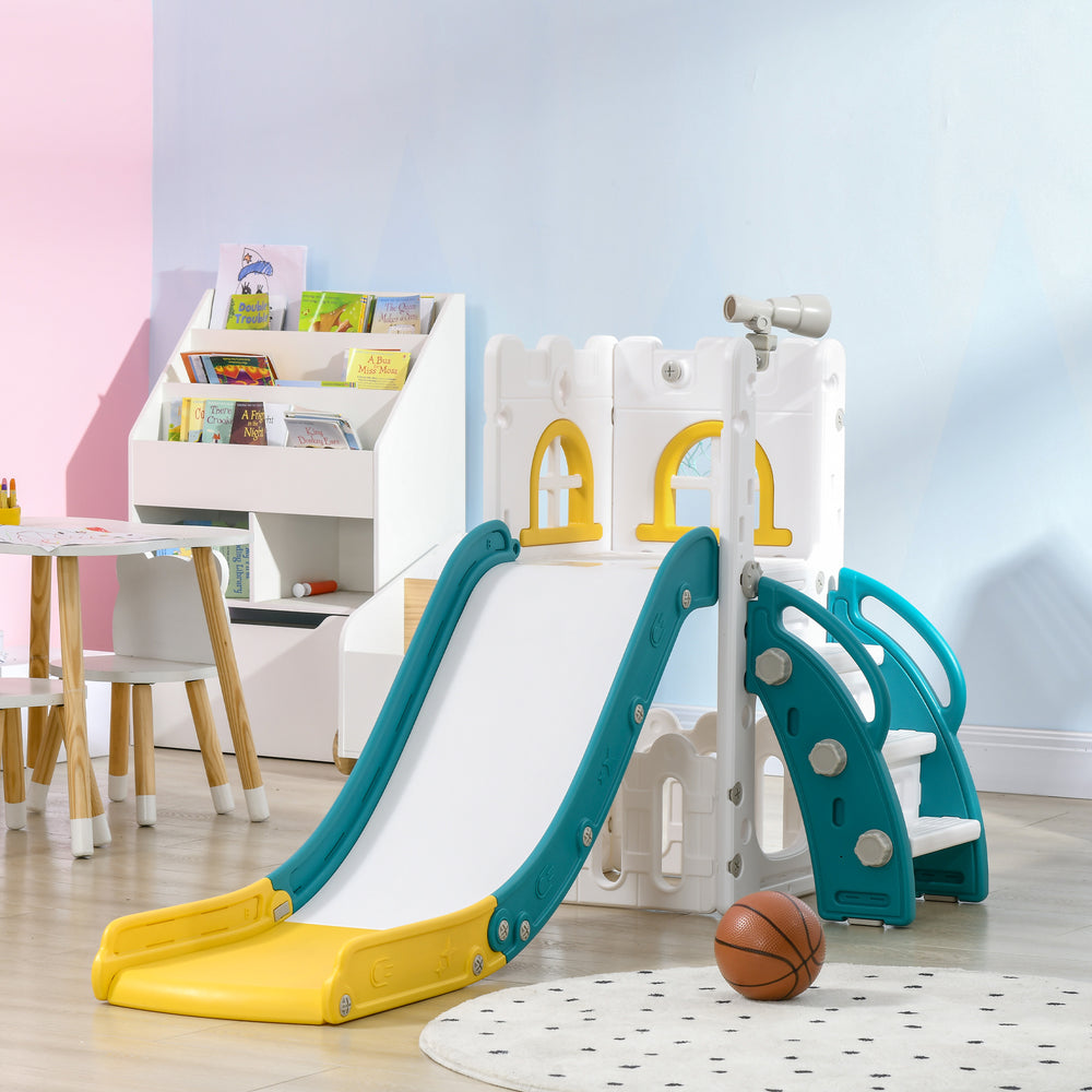 Toboggan 4 en 1 pour tout-petits avec panier de basket jaune