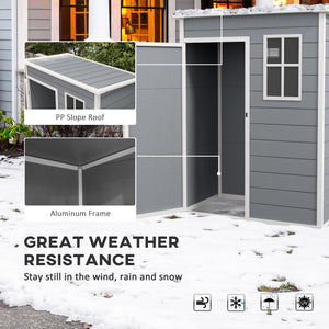 Abri de jardin 5 x 3 pi avec plancher, abri de rangement extérieur avec porte verrouillable, fenêtre et aération, gris