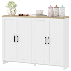 Modern sideboard with 4 doors and adjustable shelves, for dining room, white