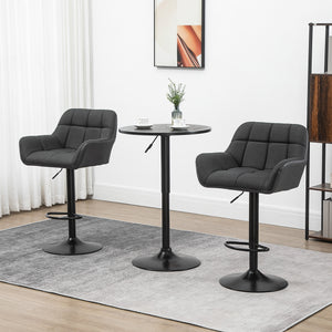 Set of 2 swivel bar stools with footrest, black