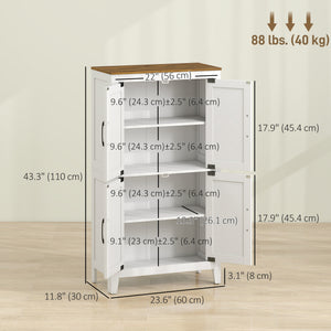 Armoire de salle de bain champêtre, blanc et noyer