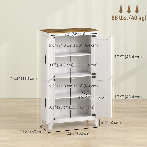 Armoire de salle de bain champêtre, blanc et noyer
