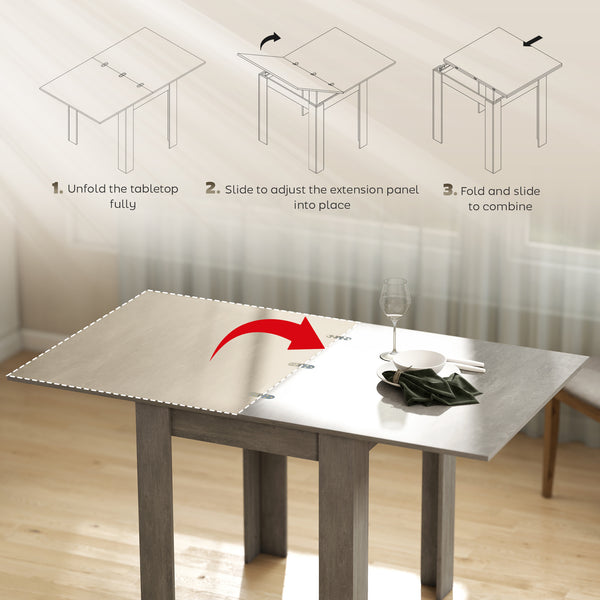 Table de salle à manger extensible 55" pour 4 à 6 personnes, grise