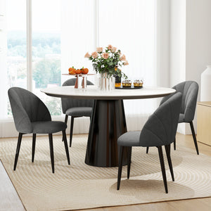 Lot de 4 chaises de salle à manger modernes rembourrées avec pieds en métal, gris foncé