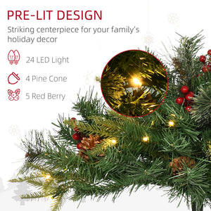 Petit sapin de Noël artificiel illuminé de 1,5 pi avec cocottes et baies rouges – Intérieur et extérieur