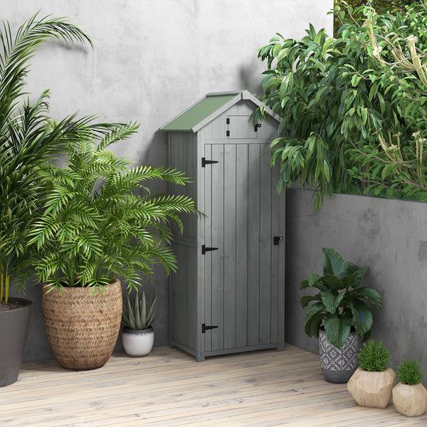 Abri de jardin avec 3 étagères, gris