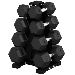 Ensemble de 8 haltères hexagonaux de 15 à 30 lb avec support de rangement vertical