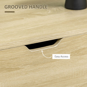 Banc de rangement relevable avec charnières de sécurité et pieds en acier, naturel