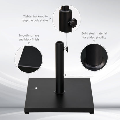 Support de parasol carré en acier de 18 kg avec bouton réglable, noir