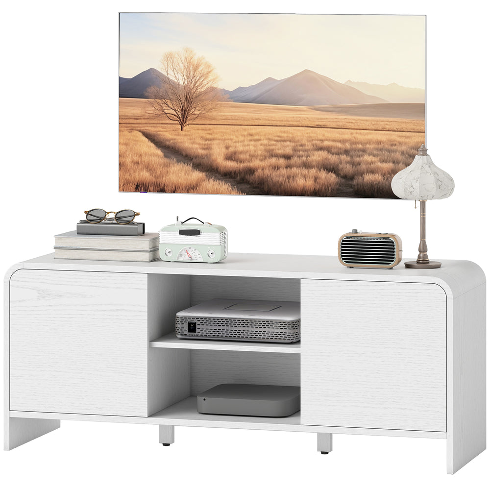 TV stand for TVs up to 55 inches with 2 cupboards and 2 shelves, white