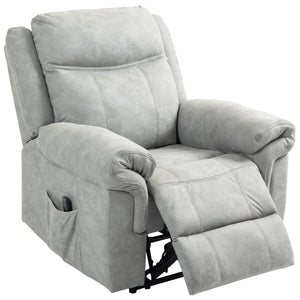 Fauteuil inclinable manuel avec massage par vibrations, poches latérales, en microfibre grise