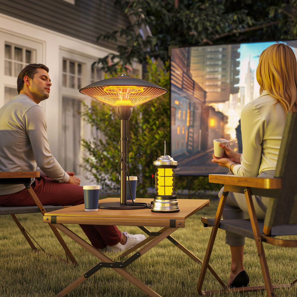 Chauffage de terrasse électrique 1500 W avec protection anti-basculement, noir