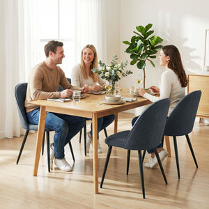 Set of 4 Modern Velvet Dining Chairs with Legs, Dark Grey