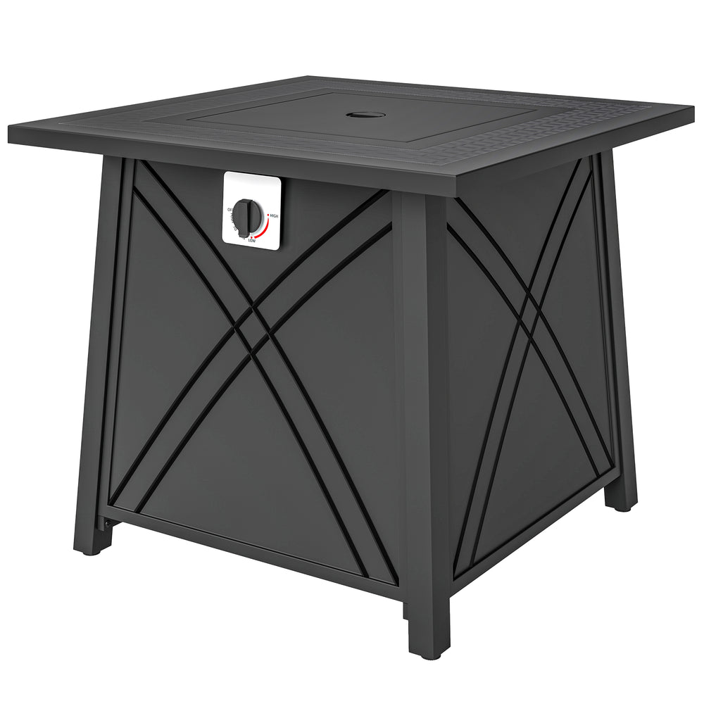 Table de foyer au propane 28 po, carrée, 40 000 BTU, avec housse imperméable et repose-pieds réglables