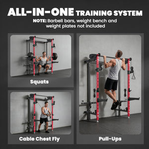 Cage de musculation pliable avec poulies, 1 540 lb